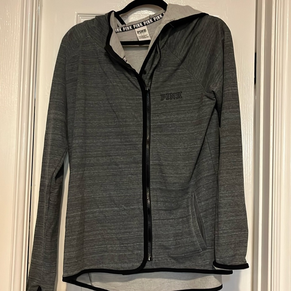Large gray PINK full zip sweatshirt